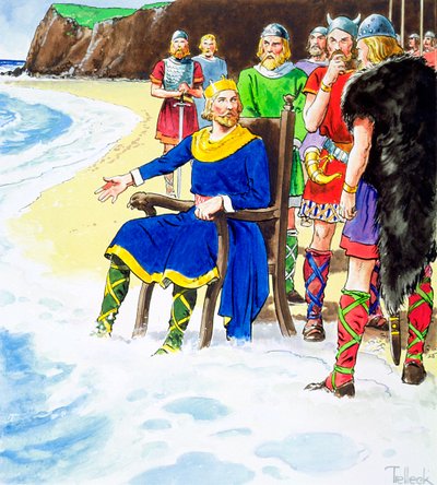 Král Canute nedokázal zadržet vlny, počátek 11. století c1900 od Trelleek