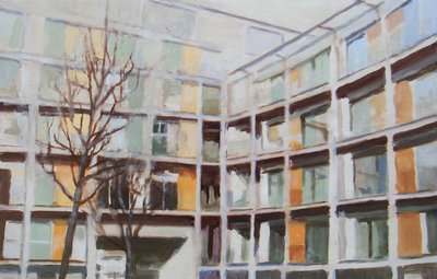 Místo k životu 44, 2012 (olej na překližce) od Trevor Burgess