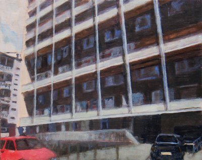 Místo k životu 46, 2012 (olej na překližce) od Trevor Burgess