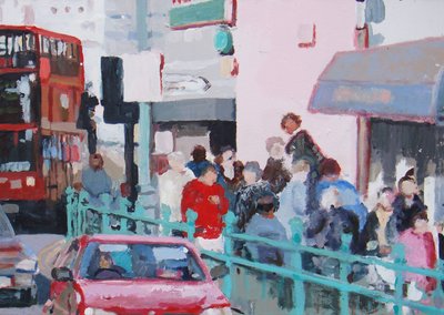 Přeplněný chodník, 2007 (olej na plátně) od Trevor Burgess