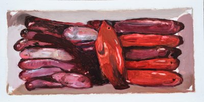 Rybí bedna 2 (Billingsgate, Londýn), 2016 (olej na desce) od Trevor Burgess