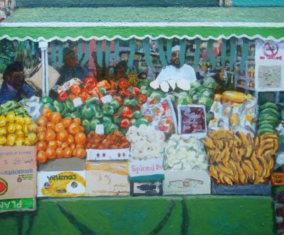 Potraviny (Deptford, Londýn), 2011 (olej na desce) od Trevor Burgess