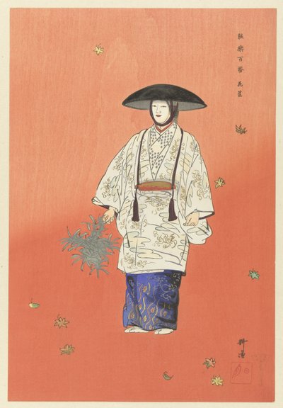 Herec v No Play Hanagatami Herec z Noh hry Hanagatami Hanagatami (název na objektu) Play a Hundred Noh (název série) Nogaku hyakuban (název série na objektu) od Tsukioka Kogyo
