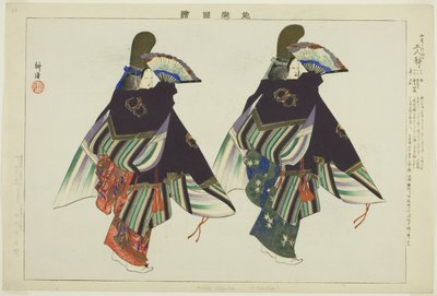 Futari Shizuka, ze série "Pictures of No Performances (Nogaku Zue)" od Tsukioka Kogyo