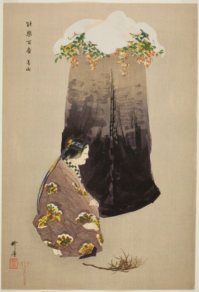 Kazuraki, ze série "One Hundred No Dramas (Nogaku hyakuban)" od Tsukioka Kogyo