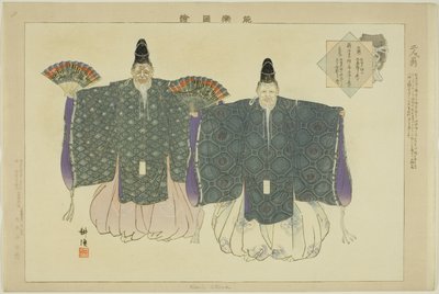 Nimin Okina, ze série "Pictures of No Performances (Nogaku Zue)" od Tsukioka Kogyo