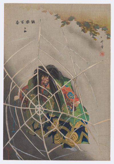 Tsuchigumo, z knihy Sto her nohu (Nōgaku hyakuban) od Tsukioka Kogyo