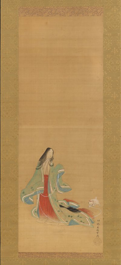 Třetí princezna se svou kočkou, z New Herbs I Wakana I..., 18. století. od Tsukioka Masanobu