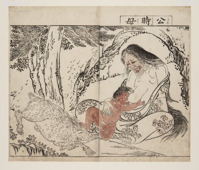 Matka Kintoki (Kintoki no Haha) (barevný dřevotisk) od Tsukioka Settei
