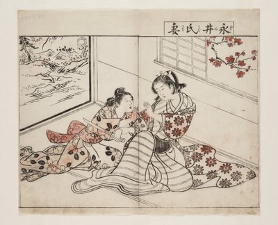 Manželka Nagai (Nagai-shi Tsuma) (barevný dřevotisk) od Tsukioka Settei