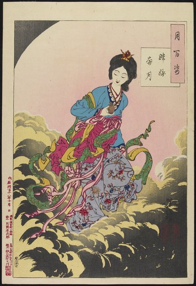 Chang-E Ascending to the Moon, srpen 1885 od Tsukioka Yoshitoshi