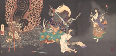 Fudo Myoo Threatening a Novice, 1885. od Tsukioka Yoshitoshi