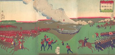 Ilustrace kavalérie, pěchoty a vojáků ustupujících Kiheitai, hoheitai, ..., 8. měsíc, 1867. od Tsukioka Yoshitoshi