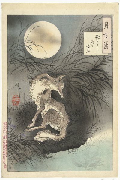 Měsíc planiny Musashi Musashino no tsuki (název na objektu) Sto aspektů Měsíce (název série) Tsuki hyakushi (název série na objektu) od Tsukioka Yoshitoshi