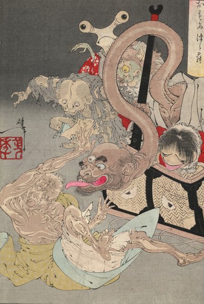 Pandořina skříňka, 80. léta 19. století od Tsukioka Yoshitoshi