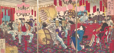 Party policejního dozorce: Dar jídla a pití, září 1877. od Tsukioka Yoshitoshi