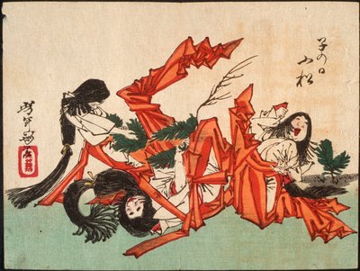 Ziehen von Kieferntrieben am Tag der Ratte od Tsukioka Yoshitoshi