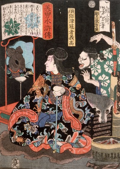 Shumitsu Kanja Yoshitaka rozjímající jako krysa v zrcadle od Tsukioka Yoshitoshi