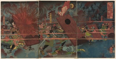 Bitva u Džindžu během Masakijova dobývání Koreje (Masakiyo Sankan taiji, Shinshujo kassen no zu) od Tsukioka Yoshitoshi