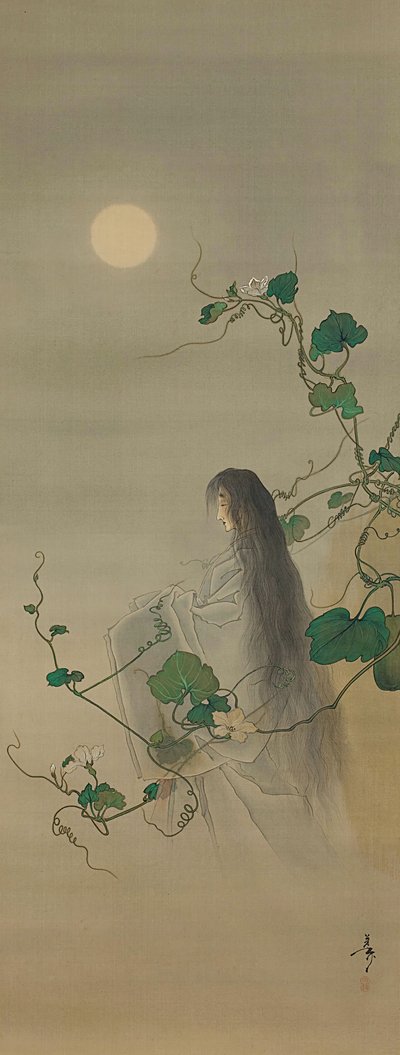 Duch zesnulého Yugao propletený v Moonflower Vines..., ca. 1892. od Tsukioka Yoshitoshi