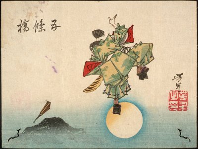 Ushiwakamaru na mostě Gojō od Tsukioka Yoshitoshi