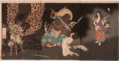 Yūten polykající meč Fudōa od Tsukioka Yoshitoshi
