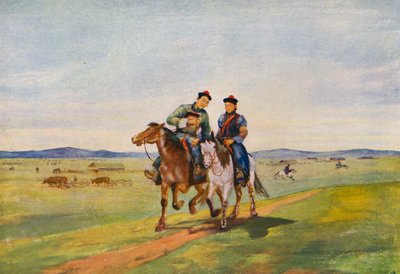 Láska ve stepích (barevná litografie) od Tsyrenzhap Sampilovich Sampilov