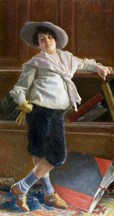 Portrét mladého muže, obraz Tullio Salvatore Quinzio (1858-1918), olej na plátně, 80x100 cm od Tullio Salvatore Quinzio