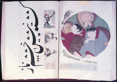 Album 2160 Lidé spící a kaligrafie, z alba miniatur, 13.-15. století od Turkish School