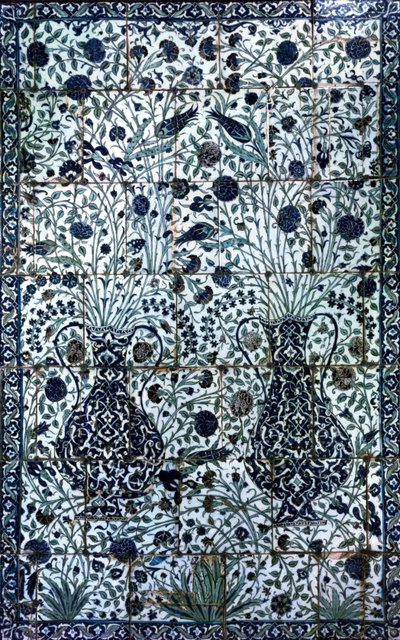 Dekorativní panel se dvěma vázami a květinami (fajáns) od Turkish School