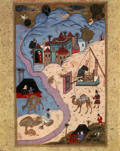 Obraz zobrazující scény každodenního života v Osmanské říši během sultanátu Sulejmana Nádherného, Turecko 16. století. od Turkish School