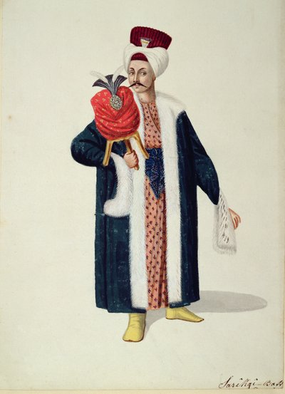 Sarik Basa, mistr turbanu, osmanské období, třetí čtvrtina 18. století (wc na papíře) od Turkish School