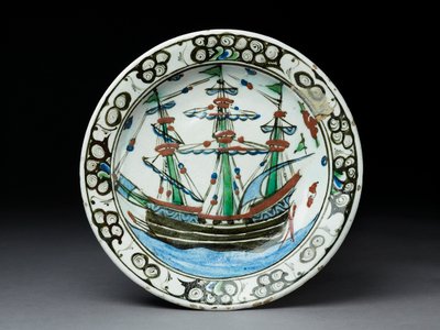 Miska z kamenné pasty s podglazurní dekorací, Iznik, c.1620-30 (keramika) od Turkish School