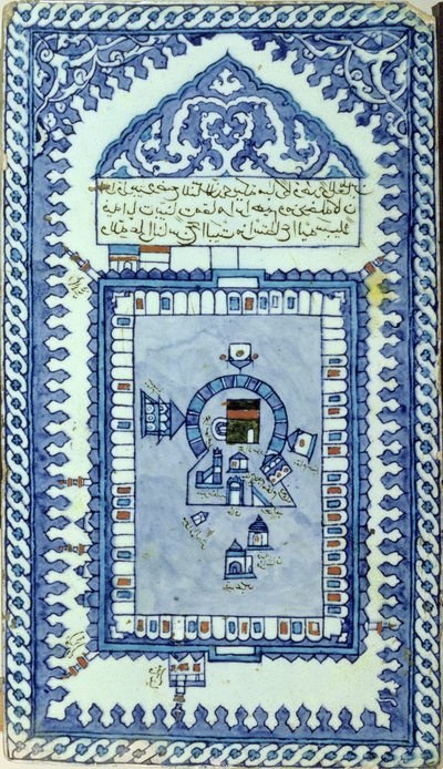 Dlaždice s Velkou mešitou v Mekce (podglazurované fritware) od Turkish School