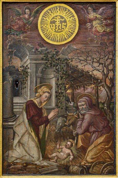 Narození Ježíše, dveře ciboria, první polovina XVI. století (olej na panelu) od Tuscan School