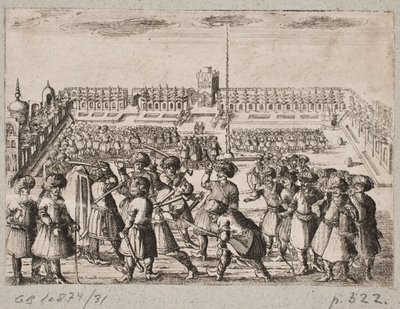 Det indre af en befæstning med en tilfangetagen, der føres bort af mænd med turbaner og sabler   1268666   cs       czech Successfully Translated  Original: Athens in ancient times (colour litho) Translat: Athens in ancient times (colour litho) 1398597 cs  od Ubekendt