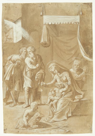 Marie s Ježíškem, Jan Křtitel, Alžběta, Josef a Zachariáš od Ubekendt