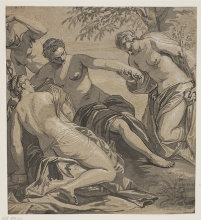 Tři Grácie a Merkur, podle obrazu v Anticollegio, Palazzo Ducale, Benátky od Ubekendt Ubekendt