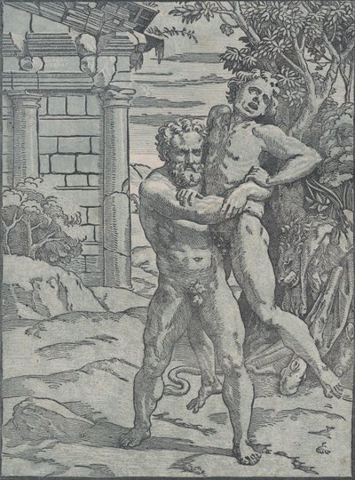 Herkules a Antaeus, ca. 1517-18. od Ugo da Carpi