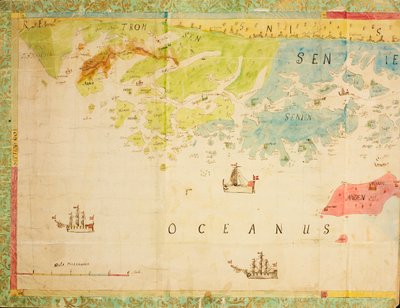 Mapa z mapové sbírky Národní knihovny. Mapa je zveřejněna v ručním znamení () a ukazuje Trøndelag, Nordland, Troms, pobřeží, námořní mapu od Ukjent tegner