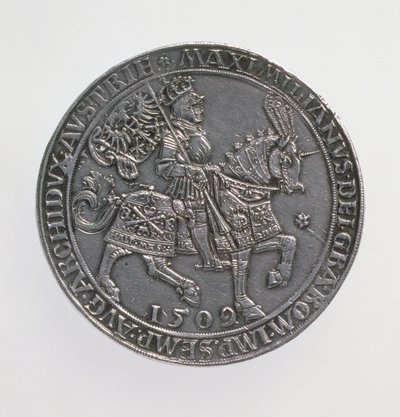 Kronungsdoppelguildiner (dvojitý guldener) císaře Maxmiliána I. (1493-1519), antverpská mincovna, reedice mince z roku 1509, 1517 (avers) (stříbrná) (revers viz 168075) od Ulrich Ursentaler