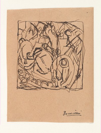Kompositionsstudie für "Die Straßenpflasterer" od Umberto Boccioni