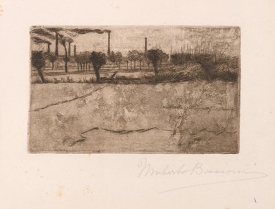 Krajina s průmyslovými závody od Umberto Boccioni