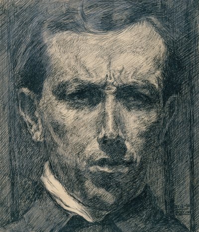 Autoportrét, 1910 (inkoust, lavírování a grafit na papíře) od Umberto Boccioni