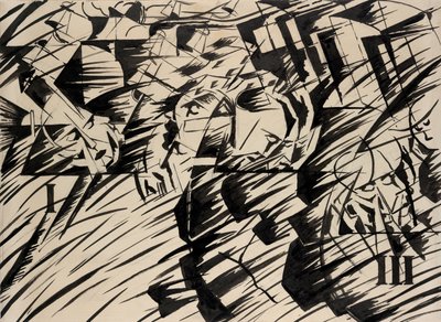 Stavy mysli: Ti, kteří jdou, 1912 (inkoust na papíře) od Umberto Boccioni