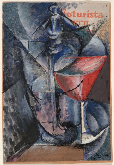 Zátiší: sklo a sifon od Umberto Boccioni