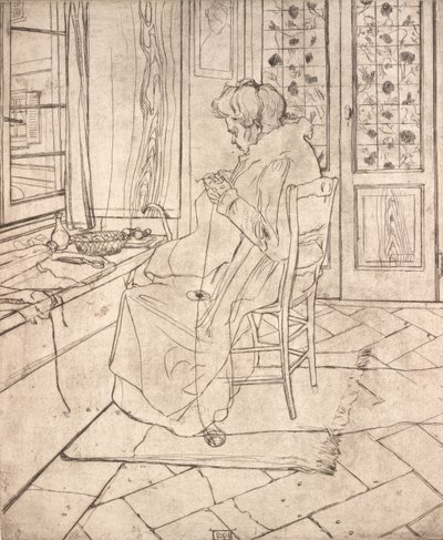 Umělcova matka háčkování, 1907. od Umberto Boccioni