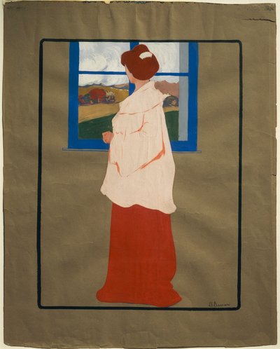 Žena u okna (podzim), cca 1908, Umberto Boccioni (1882-1916), tempera na kartonu, 32x25 cm od Umberto Boccioni