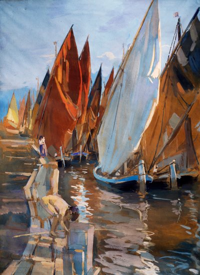 Jadranské plachetnice, Umberto Coromaldi (1870-1948). Itálie, 20. století. od Umberto Coromaldi