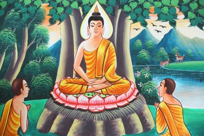 20151103, Kasi, Laos : Obraz zobrazující životní příběh Buddhy Šákjamuniho od Unbekannt